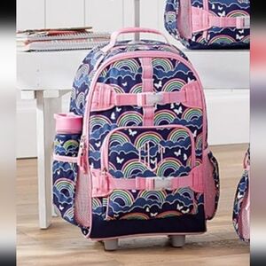 Pottery Barn Kids Mackenzie Rolling Backpack With Rainbows, Avery Embroidered